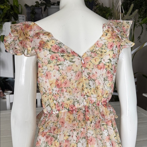Suzy Shier sleeveless Pastel Floral Ruffle Maxi Dress NWOT XS - Picture 7 of 14